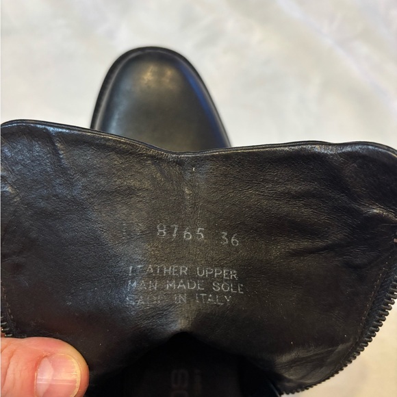 Boemos Italy Black Leather Double Zip Ankle Boots Moto Booties Size 5,5/6(EU36) - Picture 7 of 10